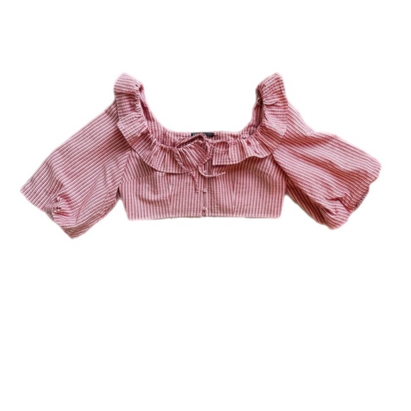 Zara Striped Ruffle Blouse - Picture 1 of 4